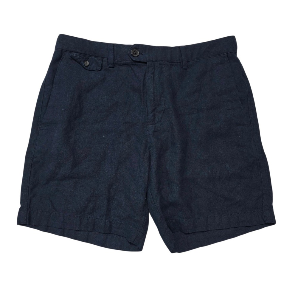 Banana Republic 7 Inch Linen Blend Shorts Mens 30 Preppy Navy Blue Cotton 690900